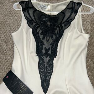 bebe Strapless Dress in Black and Cream